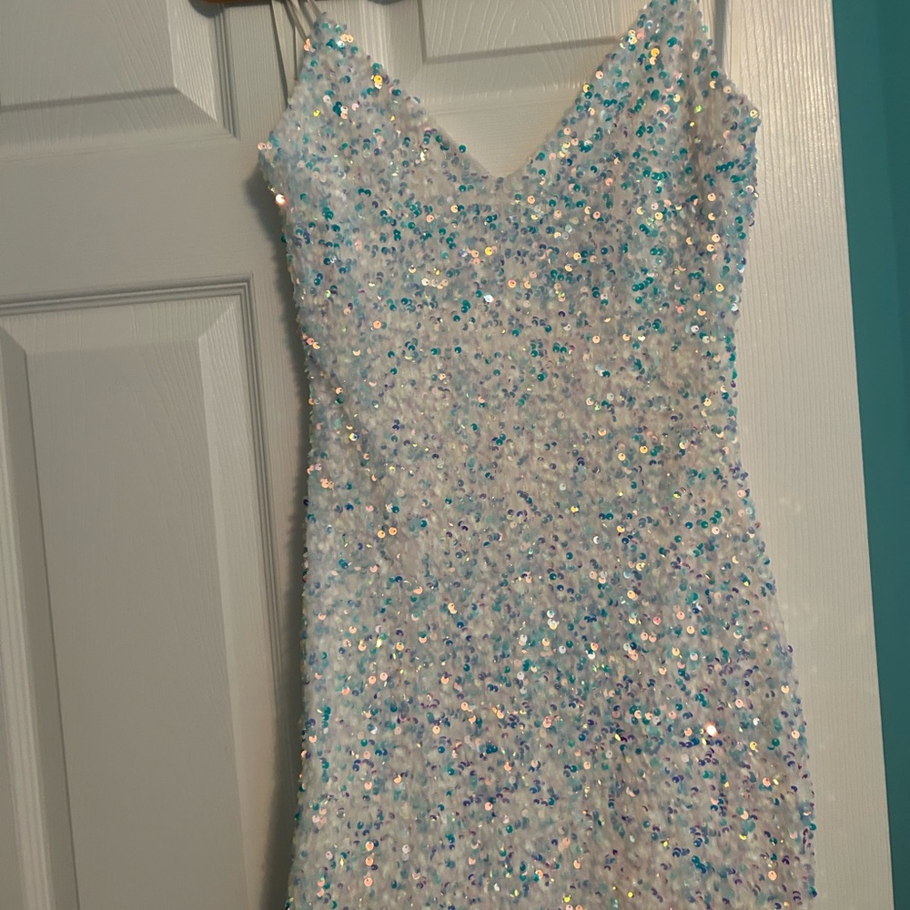 Spaghetti strap iridescent dress